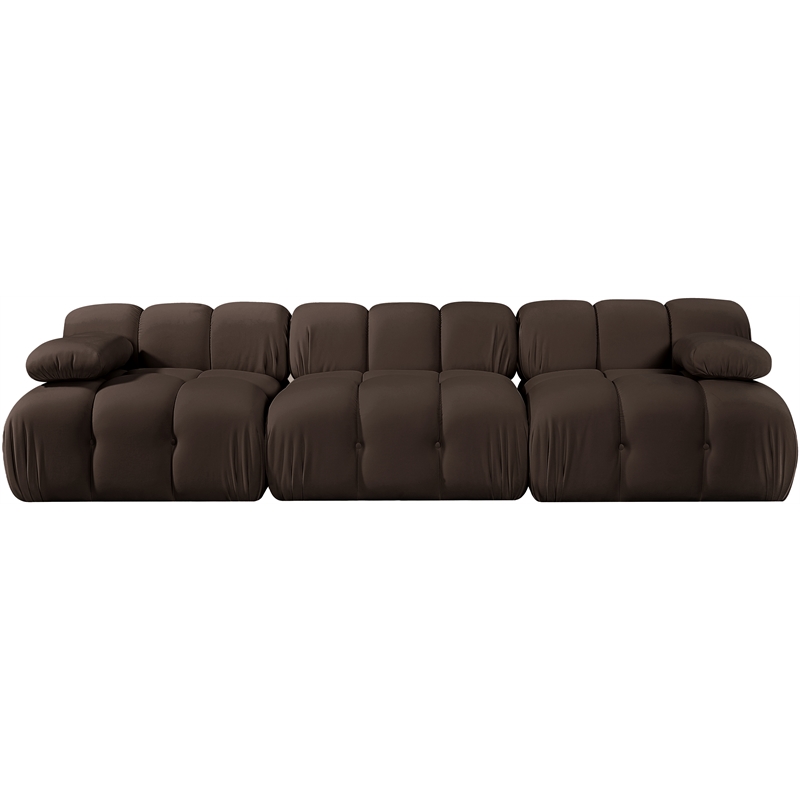 Meridian Furniture Orin Brown Velvet Performance Fabric 3 pc. Modular Sofa