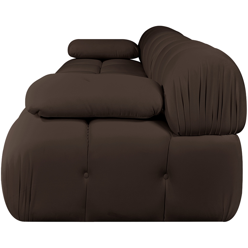 Meridian Furniture Orin Brown Velvet Performance Fabric 3 pc. Modular Sofa
