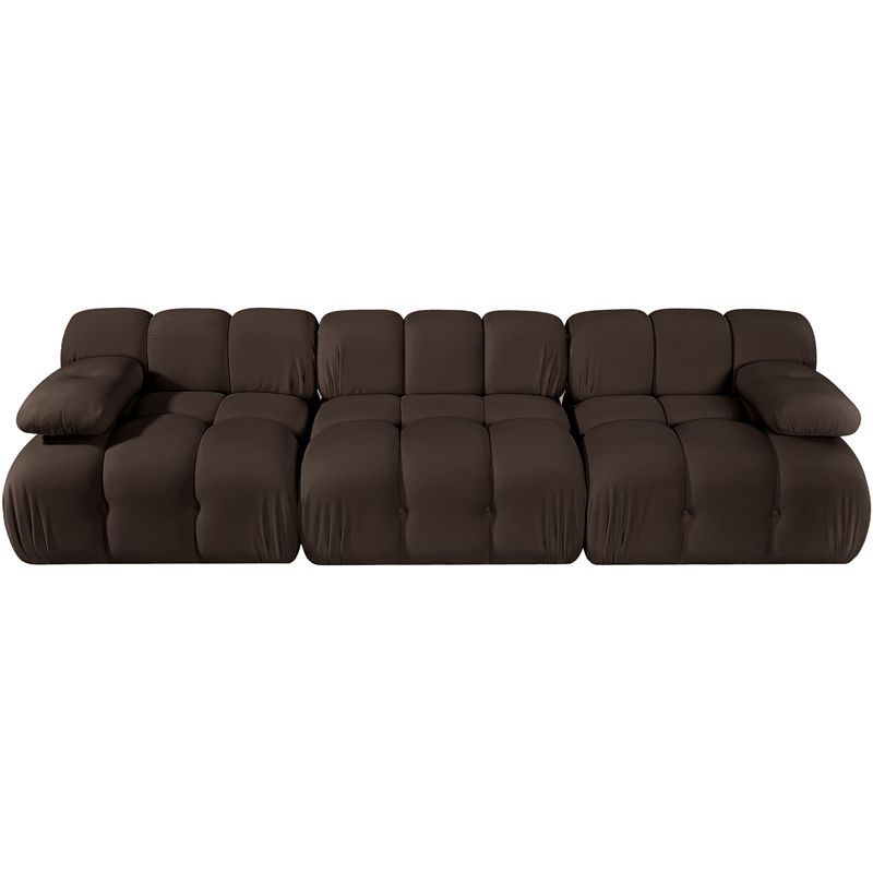 Meridian Furniture Orin Brown Velvet Performance Fabric 3 pc. Modular Sofa