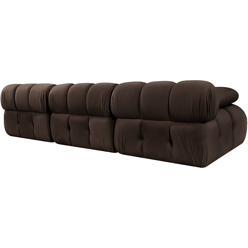 Meridian Furniture Orin Brown Velvet Performance Fabric 3 pc. Modular Sofa