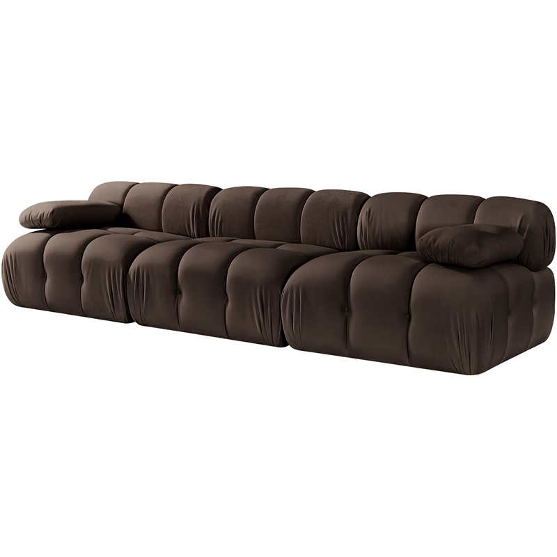 Meridian Furniture Orin Brown Velvet Performance Fabric 3 pc. Modular Sofa