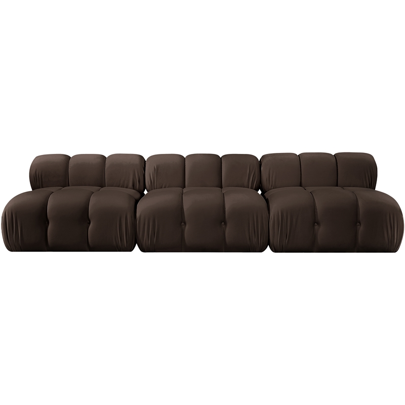 Meridian Furniture Orin Brown Velvet Performance Fabric 3 pc. Modular Sofa