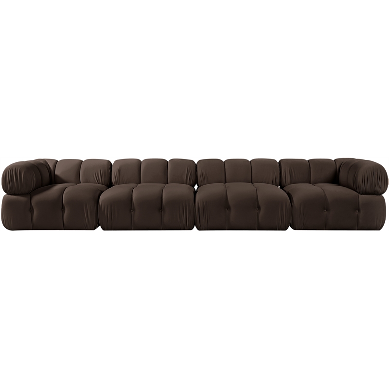 Meridian Furniture Orin Brown Velvet Performance Fabric 4 pc. Modular Sofa