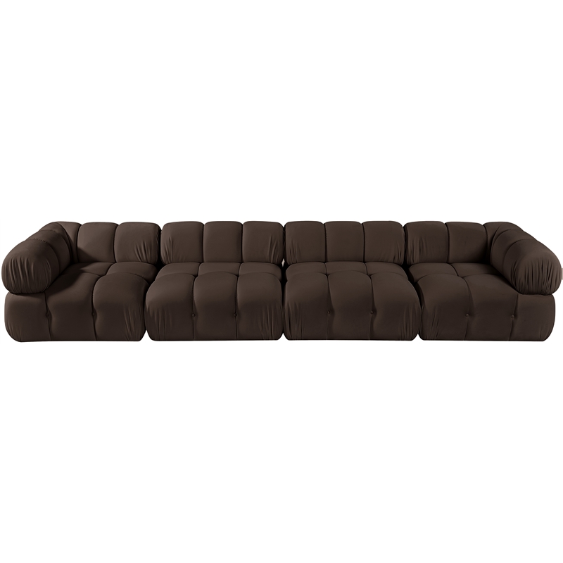 Meridian Furniture Orin Brown Velvet Performance Fabric 4 pc. Modular Sofa
