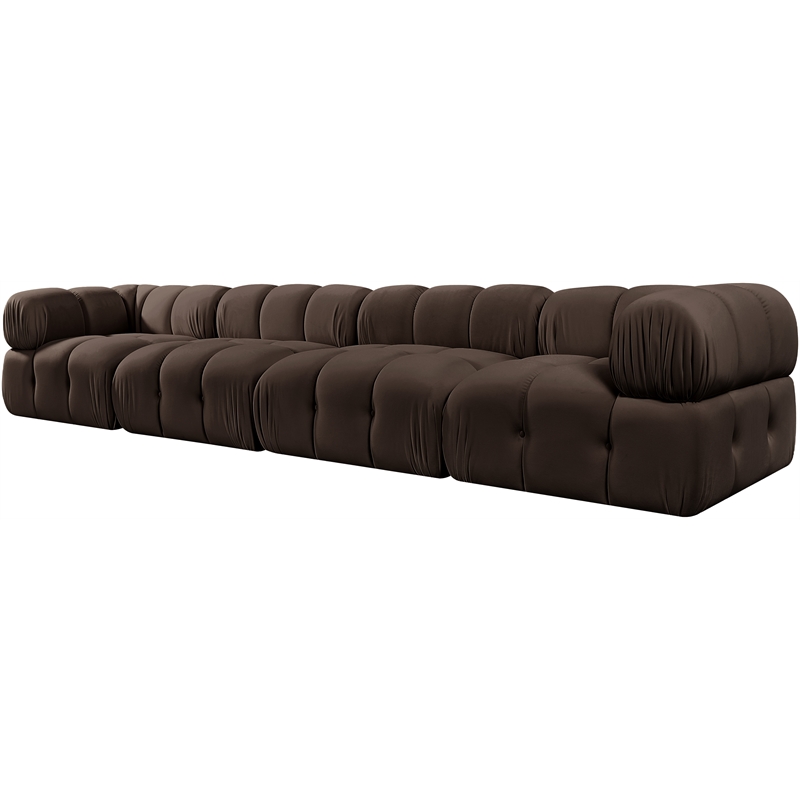 Meridian Furniture Orin Brown Velvet Performance Fabric 4 pc. Modular Sofa