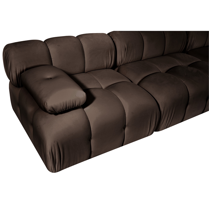 Meridian Furniture Orin Brown Velvet Performance Fabric 4 pc. Modular Sofa