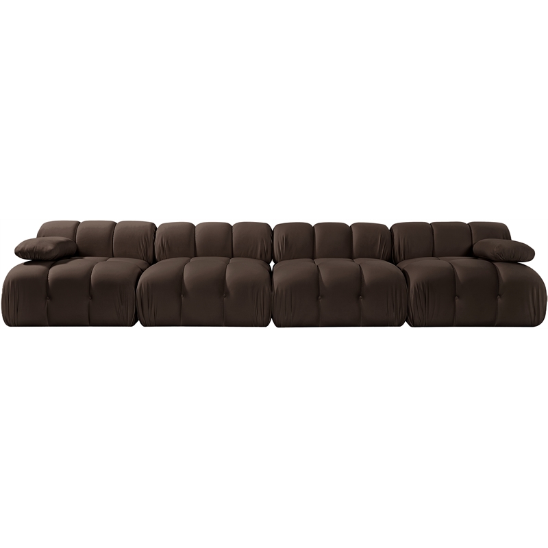 Meridian Furniture Orin Brown Velvet Performance Fabric 4 pc. Modular Sofa