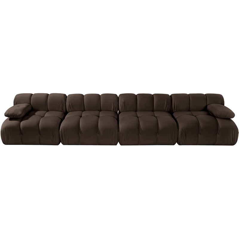 Meridian Furniture Orin Brown Velvet Performance Fabric 4 pc. Modular Sofa
