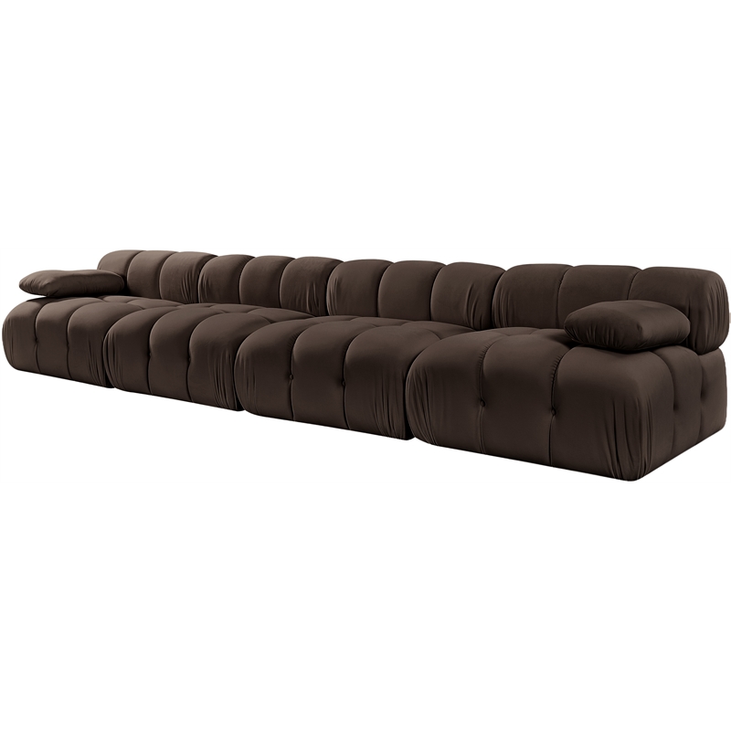 Meridian Furniture Orin Brown Velvet Performance Fabric 4 pc. Modular Sofa