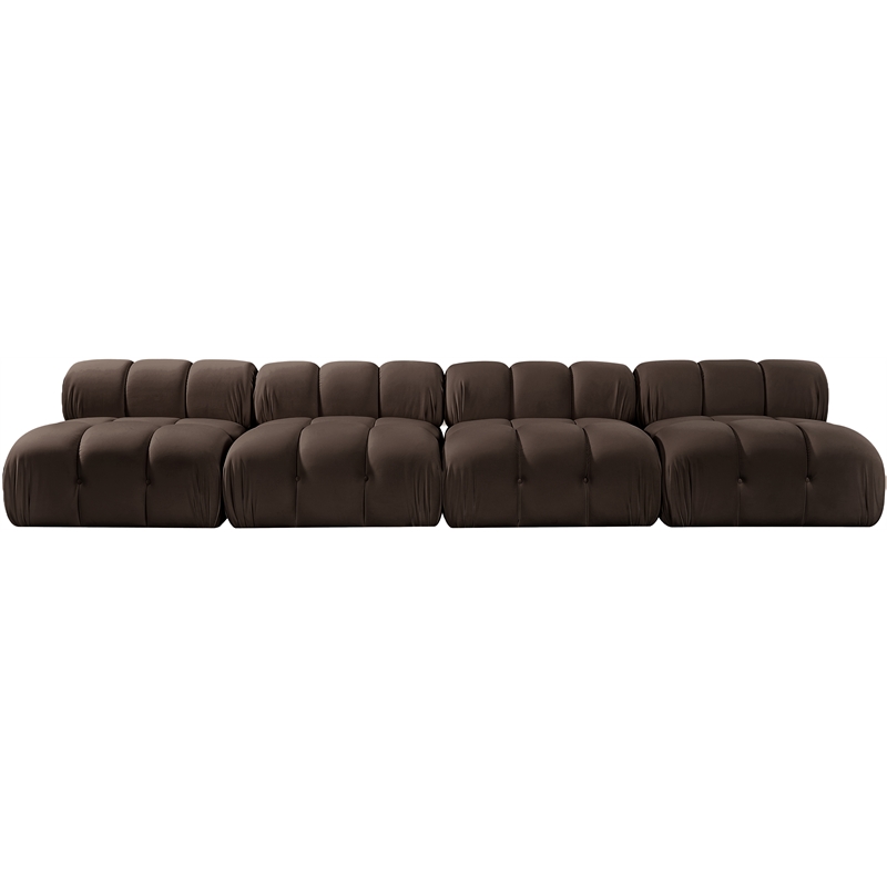 Meridian Furniture Orin Brown Velvet Performance Fabric 4 pc. Modular Sofa