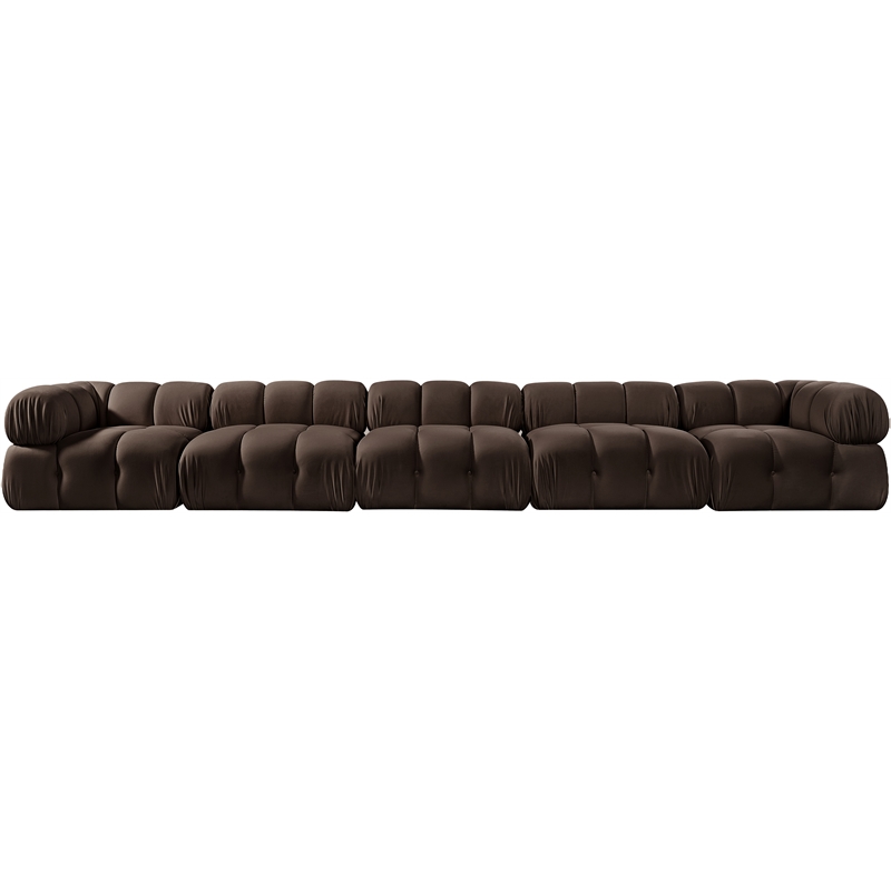 Meridian Furniture Orin Brown Velvet Performance Fabric 5 pc. Modular Sofa