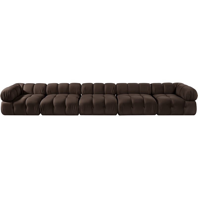Meridian Furniture Orin Brown Velvet Performance Fabric 5 pc. Modular Sofa