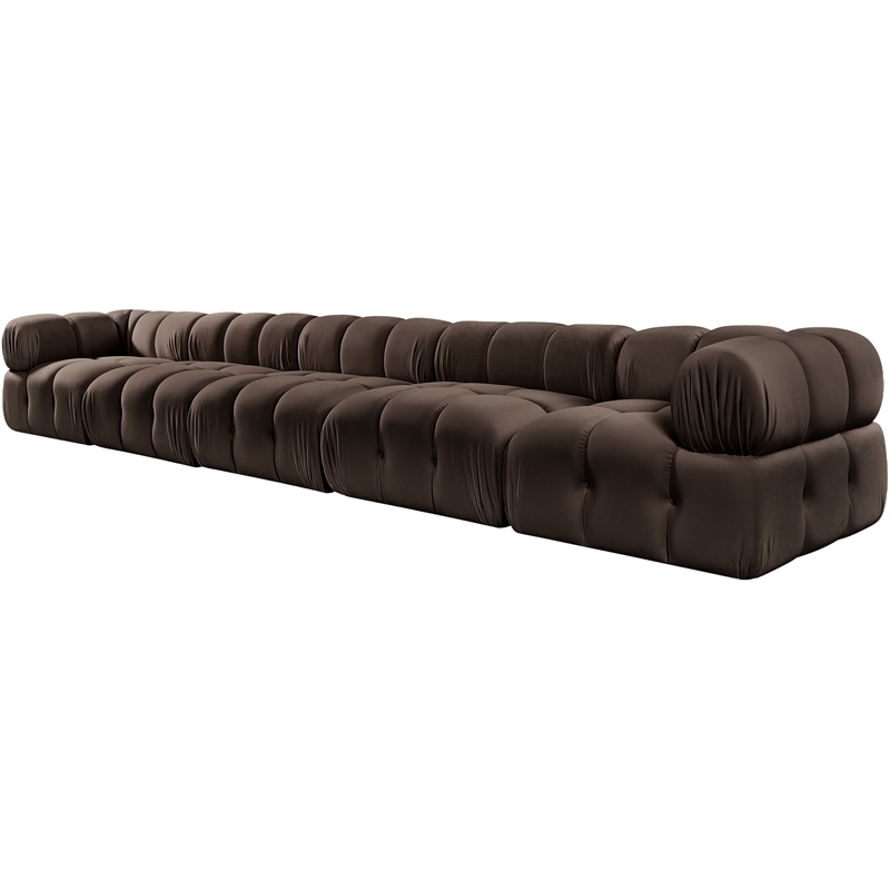 Meridian Furniture Orin Brown Velvet Performance Fabric 5 pc. Modular Sofa
