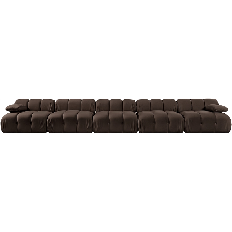 Meridian Furniture Orin Brown Velvet Performance Fabric 5 pc. Modular Sofa