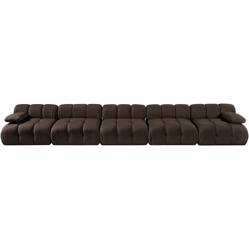 Meridian Furniture Orin Brown Velvet Performance Fabric 5 pc. Modular Sofa