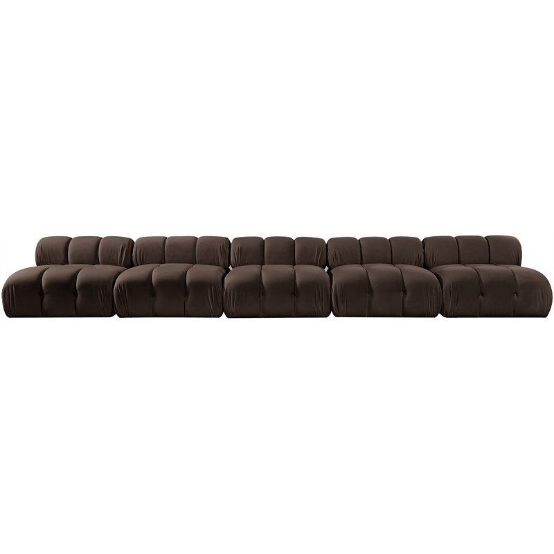 Meridian Furniture Orin Brown Velvet Performance Fabric 5 pc. Modular Sofa