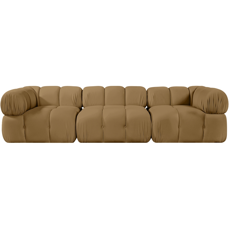 Meridian Furniture Orin Saddle Velvet Performance Fabric 3 pc. Modular Sofa