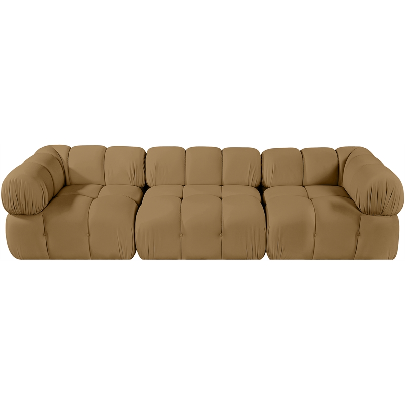 Meridian Furniture Orin Saddle Velvet Performance Fabric 3 pc. Modular Sofa