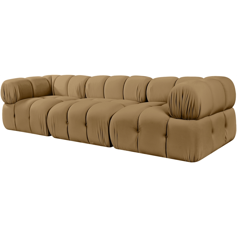 Meridian Furniture Orin Saddle Velvet Performance Fabric 3 pc. Modular Sofa