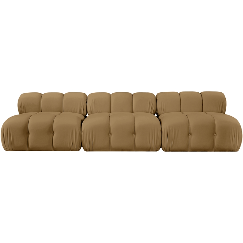 Meridian Furniture Orin Saddle Velvet Performance Fabric 3 pc. Modular Sofa