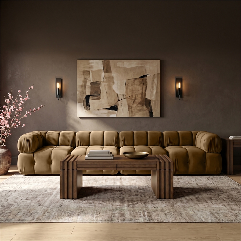 Meridian Furniture Orin Saddle Velvet Performance Fabric 4 pc. Modular Sofa