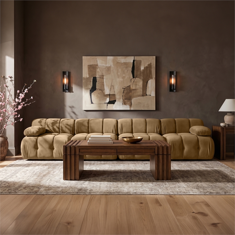 Meridian Furniture Orin Saddle Velvet Performance Fabric 4 pc. Modular Sofa