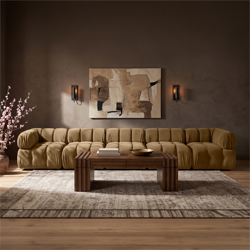 Meridian Furniture Orin Saddle Velvet Performance Fabric 5 pc. Modular Sofa