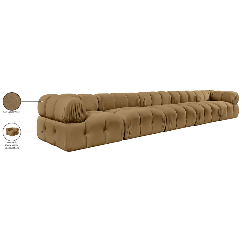 Meridian Furniture Orin Saddle Velvet Performance Fabric 5 pc. Modular Sofa