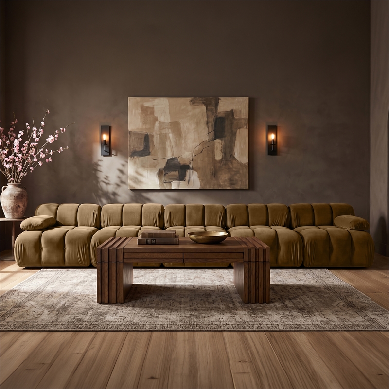 Meridian Furniture Orin Saddle Velvet Performance Fabric 5 pc. Modular Sofa
