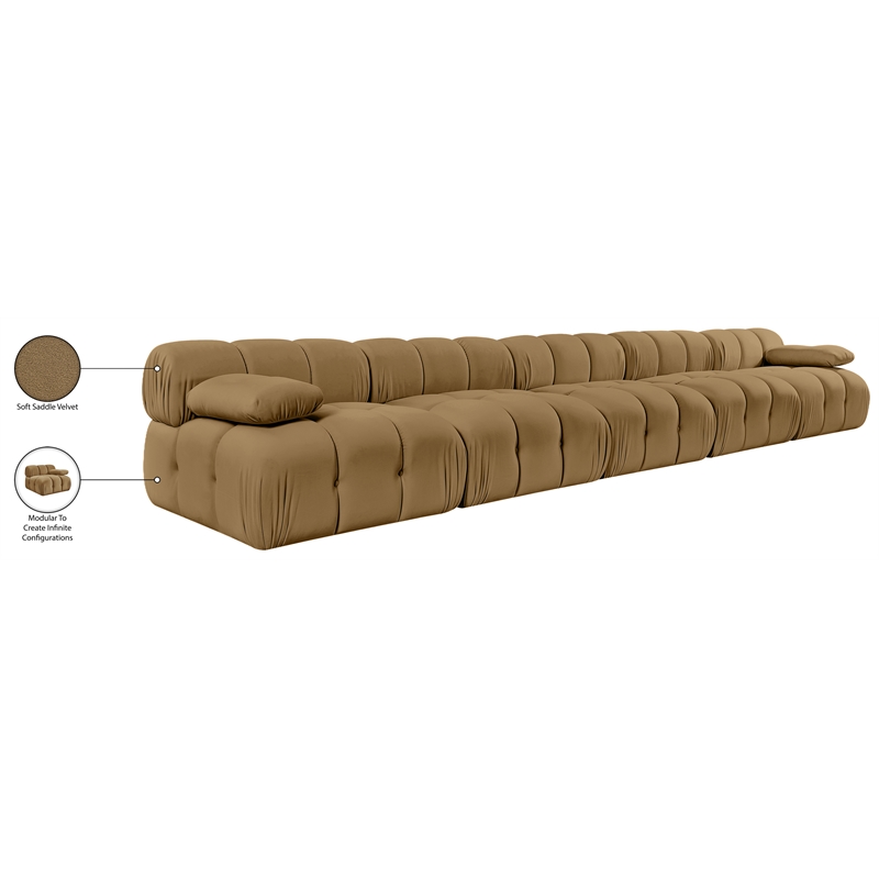 Meridian Furniture Orin Saddle Velvet Performance Fabric 5 pc. Modular Sofa
