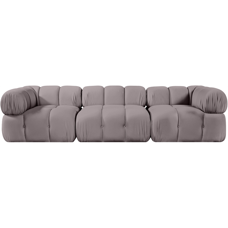 Meridian Furniture Orin Taupe Velvet Performance Fabric 3 pc. Modular Sofa