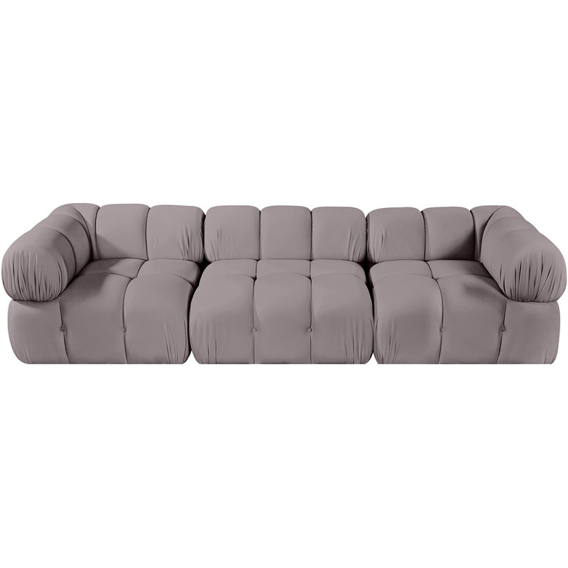 Meridian Furniture Orin Taupe Velvet Performance Fabric 3 pc. Modular Sofa