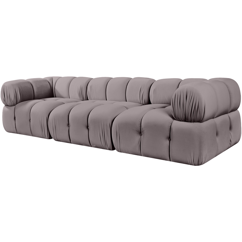 Meridian Furniture Orin Taupe Velvet Performance Fabric 3 pc. Modular Sofa