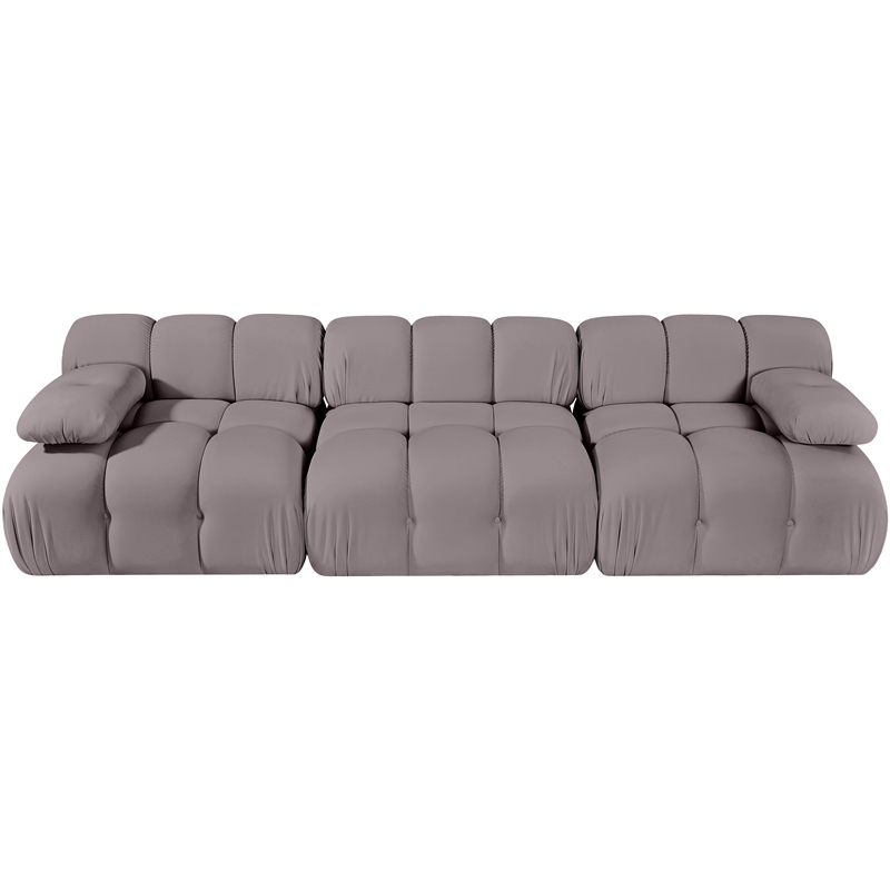 Meridian Furniture Orin Taupe Velvet Performance Fabric 3 pc. Modular Sofa