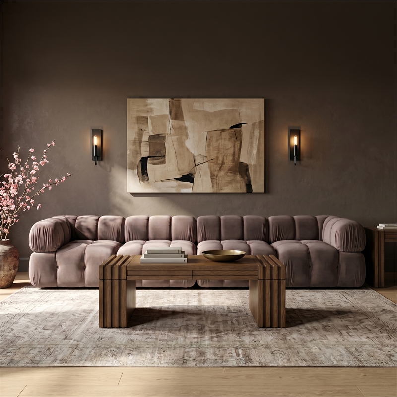 Meridian Furniture Orin Taupe Velvet Performance Fabric 4 pc. Modular Sofa