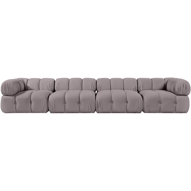Meridian Furniture Orin Taupe Velvet Performance Fabric 4 pc. Modular Sofa