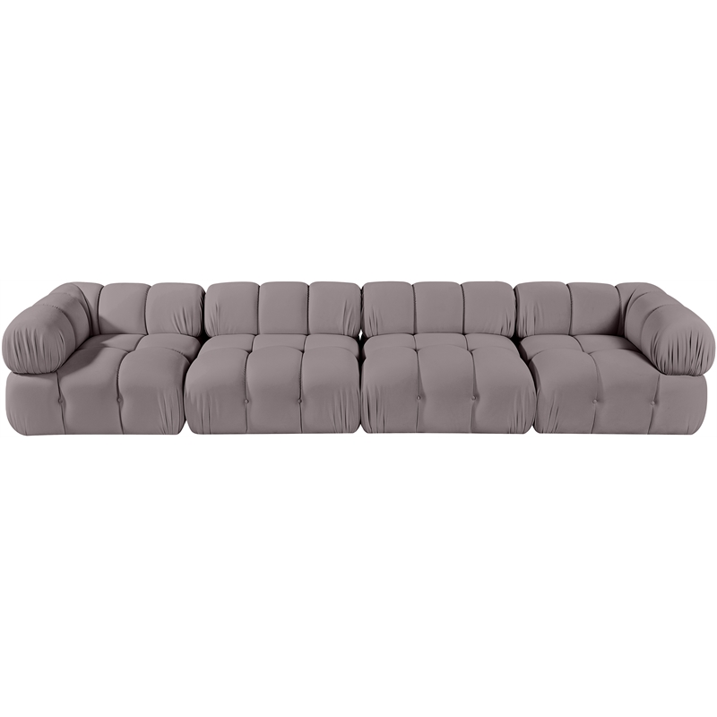 Meridian Furniture Orin Taupe Velvet Performance Fabric 4 pc. Modular Sofa