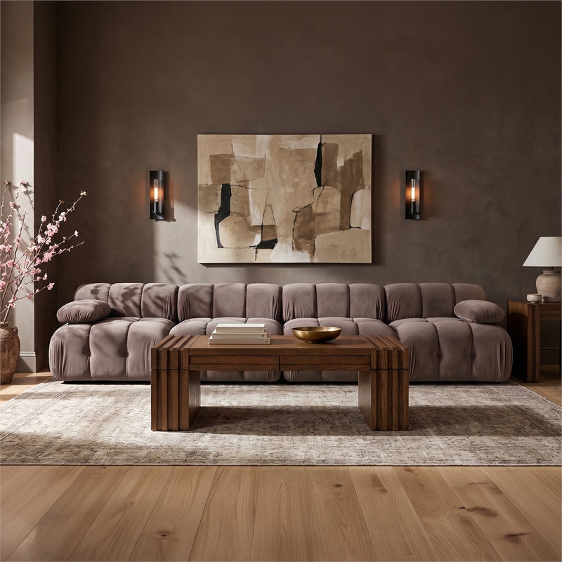 Meridian Furniture Orin Taupe Velvet Performance Fabric 4 pc. Modular Sofa