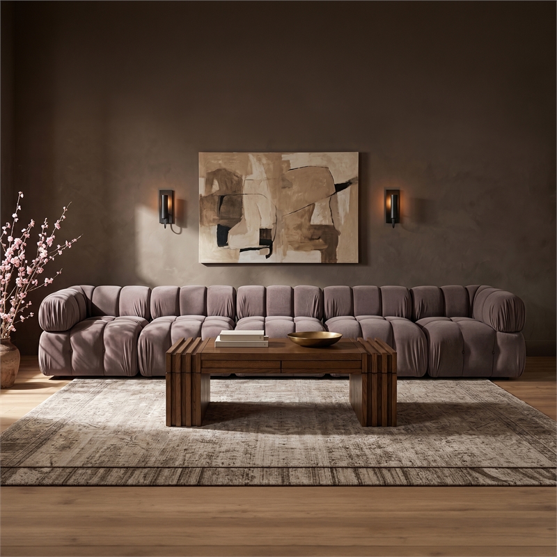 Meridian Furniture Orin Taupe Velvet Performance Fabric 5 pc. Modular Sofa