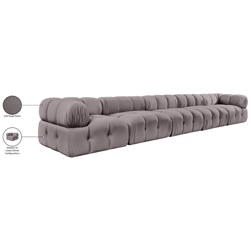 Meridian Furniture Orin Taupe Velvet Performance Fabric 5 pc. Modular Sofa