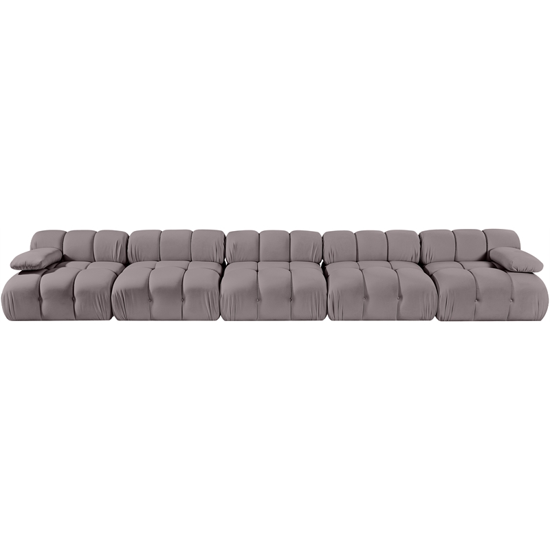 Meridian Furniture Orin Taupe Velvet Performance Fabric 5 pc. Modular Sofa