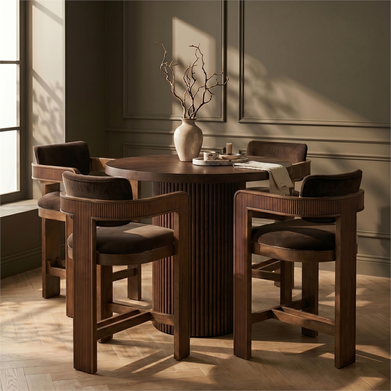 Meridian Furniture Sacha Brown Velvet Upholstered Counter Stool
