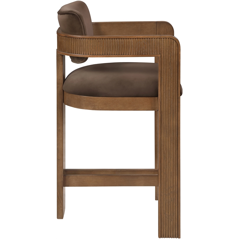 Meridian Furniture Sacha Brown Velvet Upholstered Counter Stool