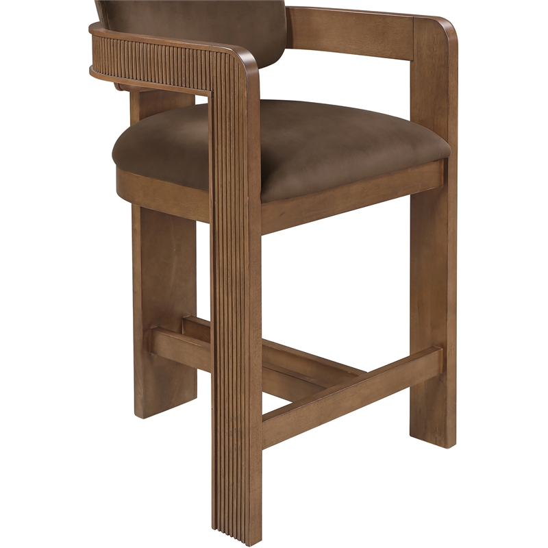 Meridian Furniture Sacha Brown Velvet Upholstered Counter Stool