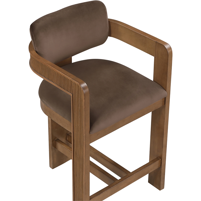 Meridian Furniture Sacha Brown Velvet Upholstered Counter Stool