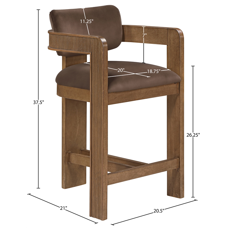 Meridian Furniture Sacha Brown Velvet Upholstered Counter Stool