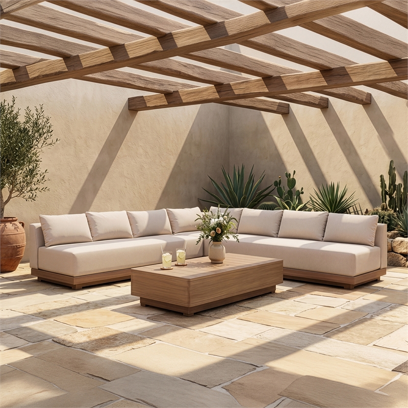 Meridian Furniture Solace Beige Performance Fabric 3pc. Patio Modular Sectional