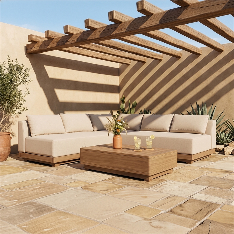 Meridian Furniture Solace Beige Performance Fabric 3pc. Patio Modular Sectional