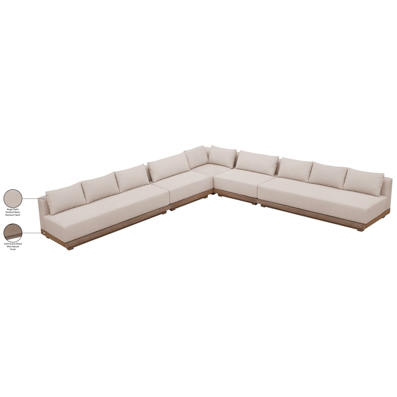 Meridian Furniture Solace Beige Performance Fabric 5pc. Patio Modular Sectional