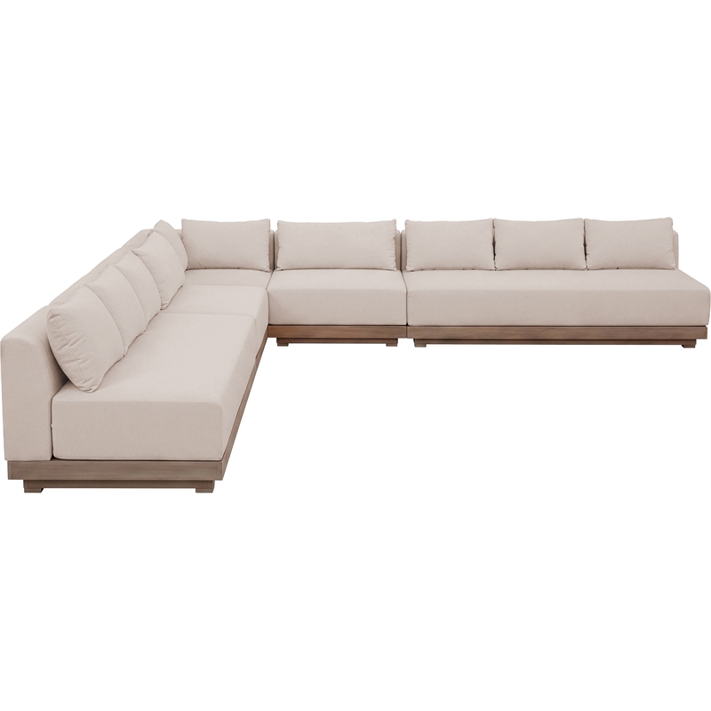 Meridian Furniture Solace Beige Performance Fabric 5pc. Patio Modular Sectional